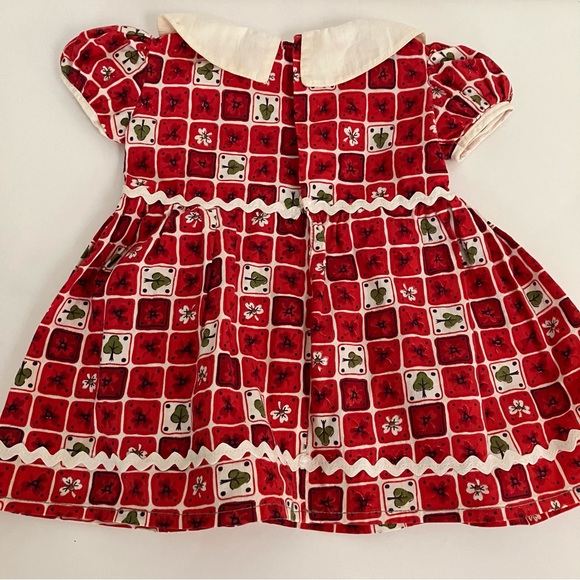 Red  Dress doll red & white handmade clothes outfit toy vintage - Picture 3 of 3